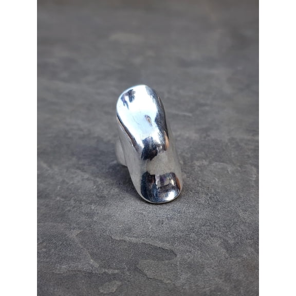 LD DESIGNS Long Statement Ring, 925 Sterling Silver Ring, Full Finger Ring, Big Knuckle Ring, Handcrafted Silver Ring, Women Ring, Thick Silver Ring