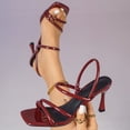 thumbnail image 6 of SACFOF Kitten Strappy Heels for Women Square Open Toe Ankle Strap Heeled Sandals Dressy Wedding Shoes, 6 of 6