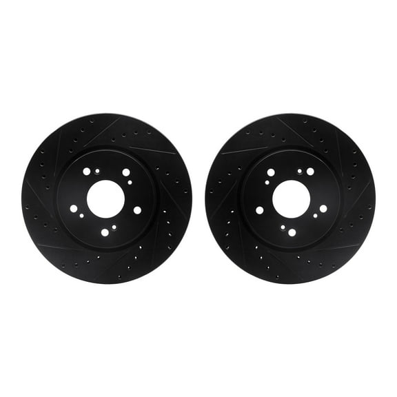 Dynamic Friction Company Front Brake Rotors-Drilled and Slotted-Black 8002-59014
