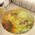 thumbnail image 4 of Happy Cute Bees Floral Medallion Round Rug - Small Round Area Rug, Soft Non-Slip Machine Washable Bedroom Mat Indoor Accent Entry Carpet for Office Desk Dorm Hallway, 4 of 6