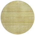 thumbnail image 2 of 8' Gold Wheat And Beige Round Striped Washable Indoor Outdoor Area Rug, 2 of 5