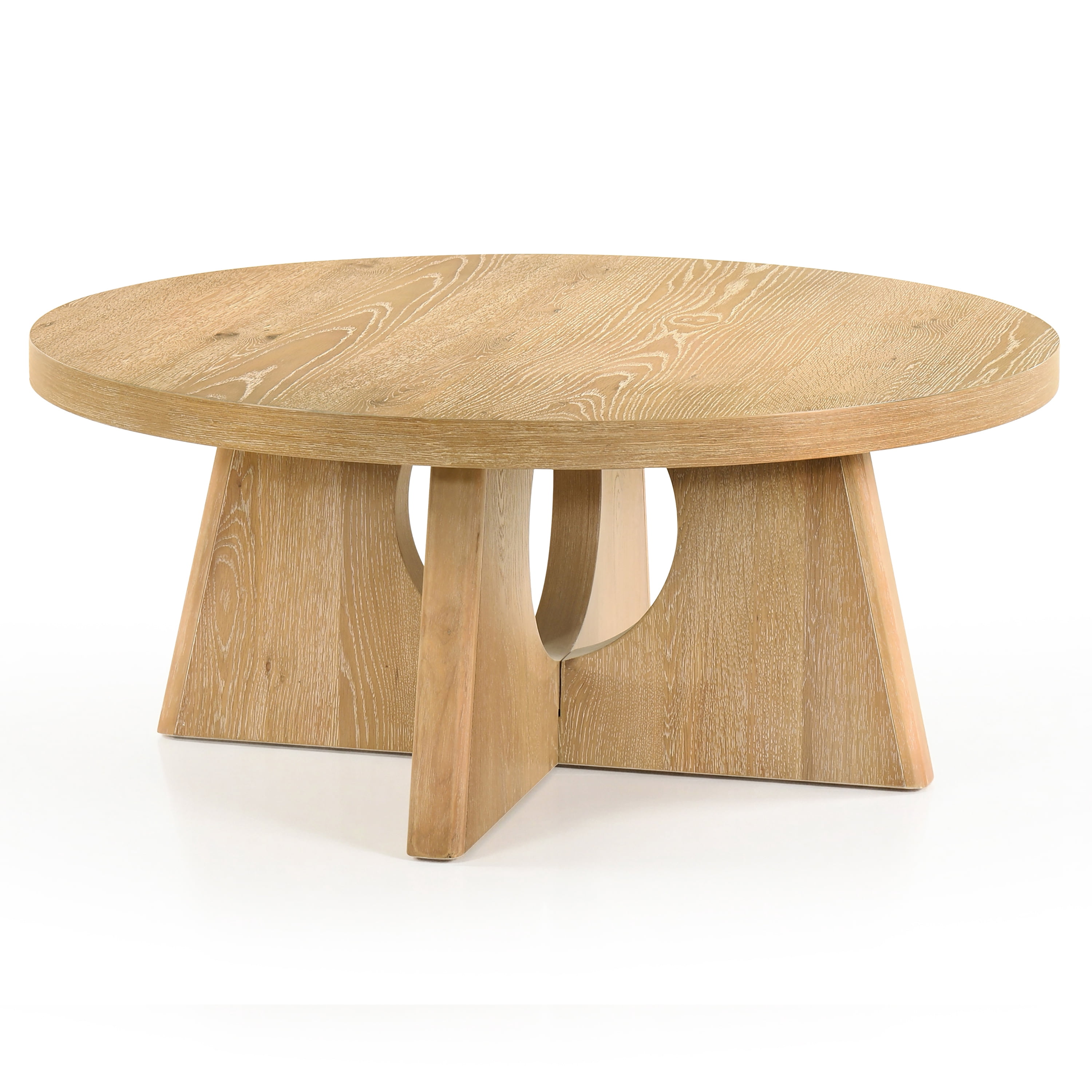 Furniture of America Amesdat Modern Wood 40-inch Round Coffee Table with Pedestal Base, Oak