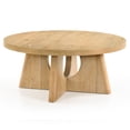 thumbnail image 3 of Furniture of America Amesdat Modern Wood 40-inch Round Coffee Table with Pedestal Base, Oak, 3 of 6