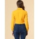 thumbnail image 5 of Chaqueta de mezclilla corta casual básica de manga larga con botones para mujer Amarillo S, 5 of 6