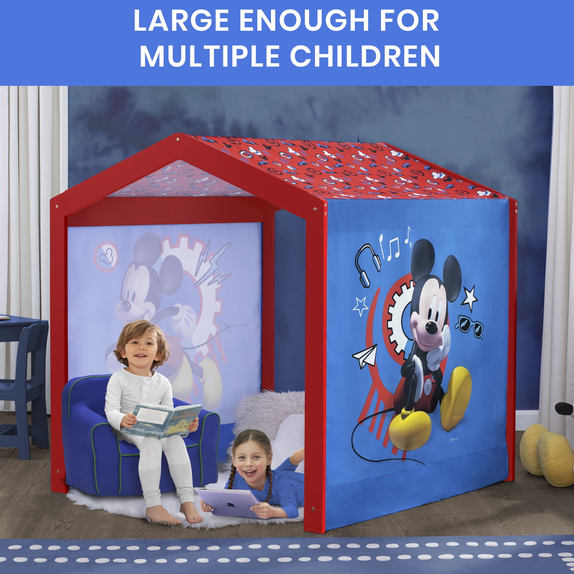 Disney Mickey Mouse Indoor Playhouse with Fabric Tent for Boys and Girls by Delta Children Greenguard Gold Certified