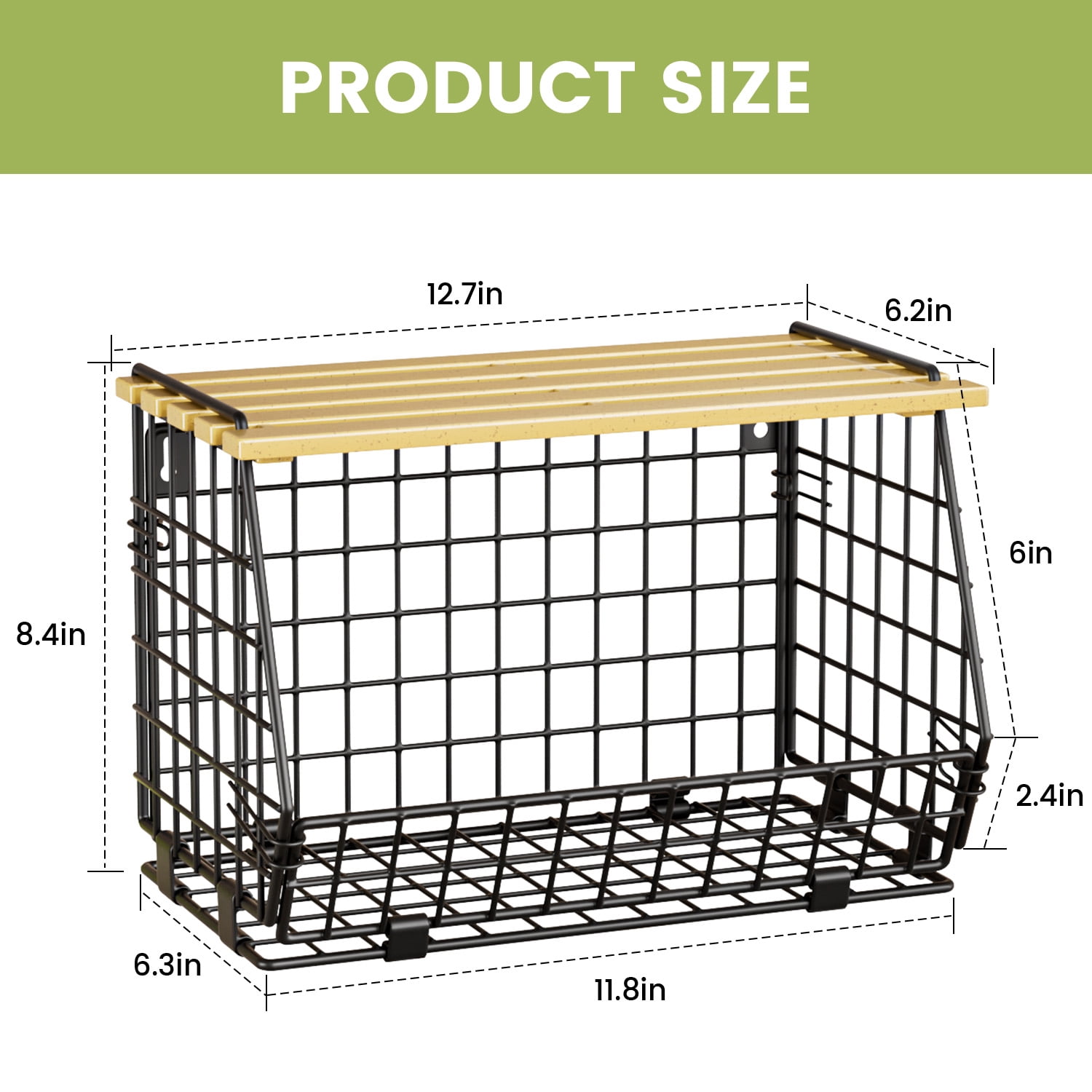 TINANA Stackable Fruit Baskets with Lid, 3 Pack Hanging Wire Fruit Basket for Kitchen Counter, Pantry Organizer for Fruits, Potatoes, Onions, Black