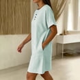 thumbnail image 6 of Blmnix Shift Woman Dress Button Down with Pockets Striped Dress Under Dress Green Crew Neck Mini Short Sleeve Adaptable Ladies Summer Dresses S, 6 of 7