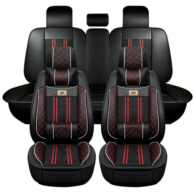 Maidao Car Seat Covers Leather Set for Mercedes-Benz for GLE500 2016-Present 5 Seats Compatible Airbag Waterproof Front Rear Cushion Protector with Headrest with Headrest Black