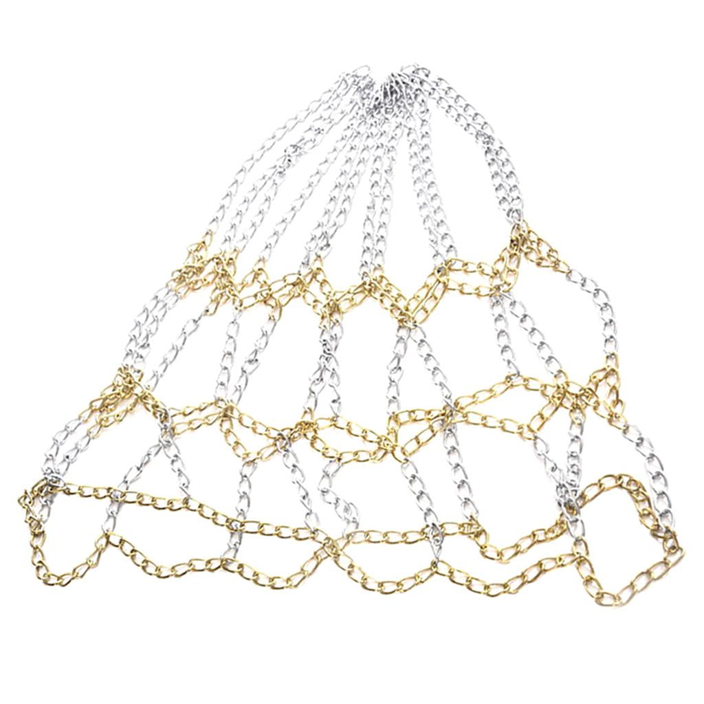 DimyFew 12-Loop Basketball Net Basketball Chain Net Zinc Plated Steel Indoor Outdoor Rim Aureate and Argent