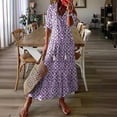 thumbnail image 3 of Camel Floral Print V-Neck Loose Midi Dress With Tassel Detail, 3 of 8