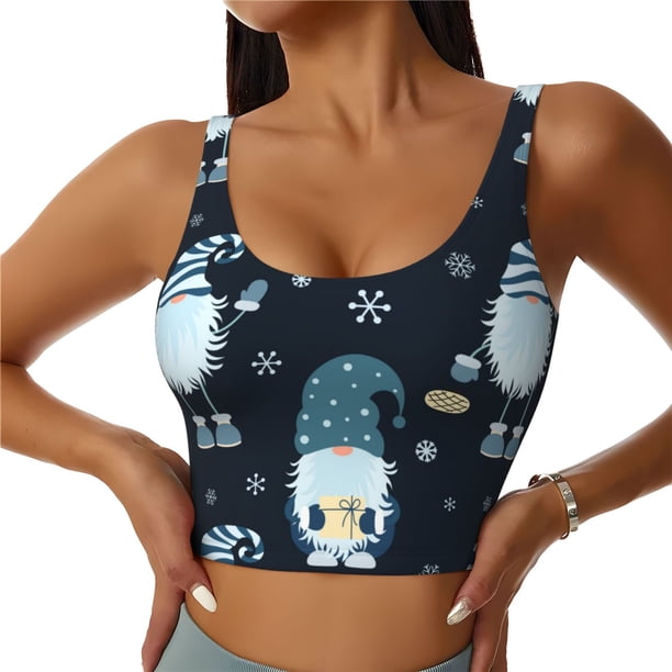 Balery Gnome and Snowflakes Sujetadores deportivos con espalda cruzada para mujer, acolchados, sin costuras, de alto impacto, ideales para yoga, gimnasio, entrenamiento y fitness.-Large