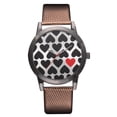 thumbnail image 1 of Reloj de pulsera de mujer con correa de PU de cuarzo con patrón de corazón con pantalla analógica de moda marrón, 1 of 4