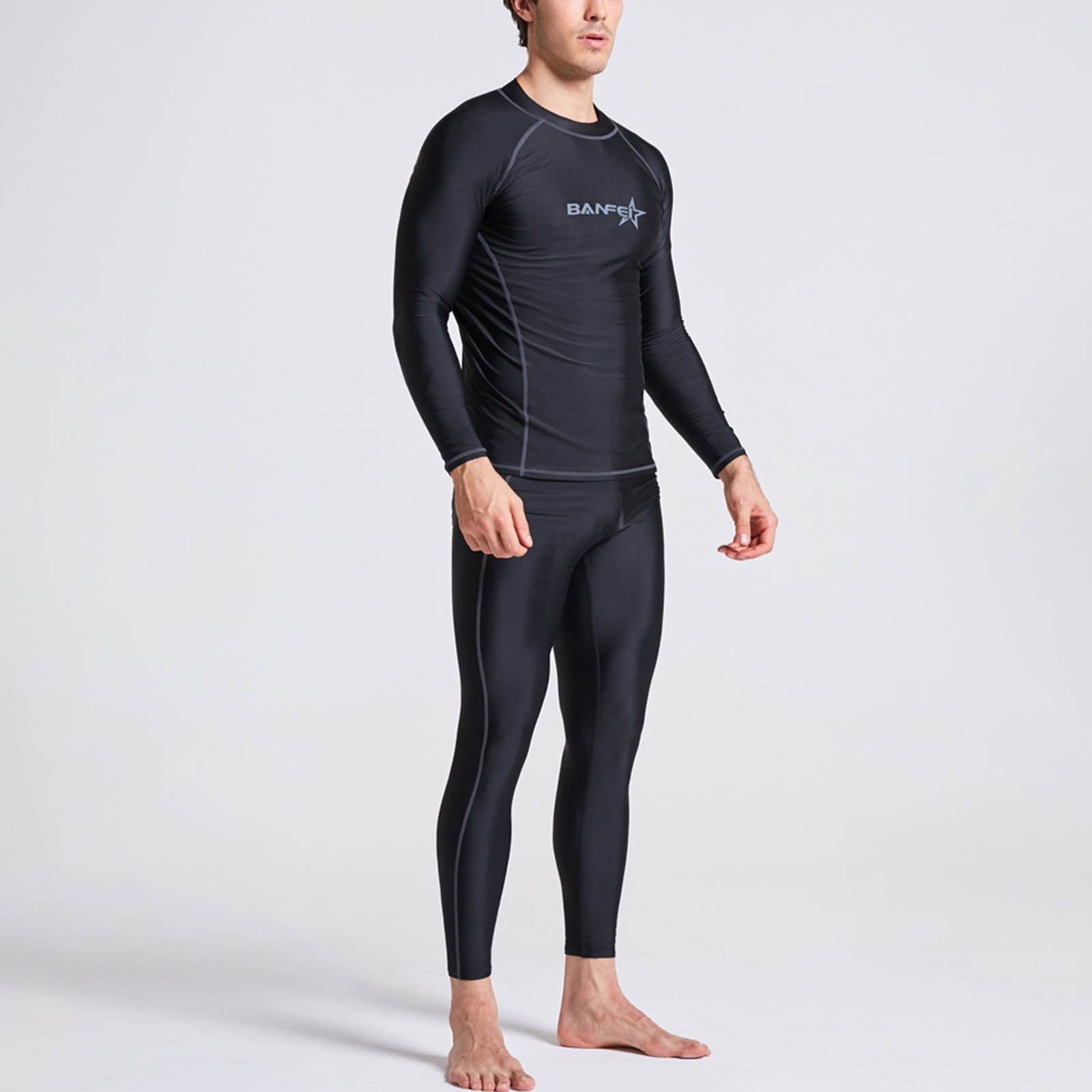 Mens Swim Trunks Men's Quick Drying Diving Swimming Suit Suit Quick Drying Long Sleeved Plus Nine Trousers Snorkeling Surfing Two Piece Set Men Swimming Trunks No Mesh Swim Men Slim Narrow L Black 5XL