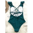 thumbnail image 3 of Traje de baño de una pieza para mujer con volantes y escote en V profundo con tiras Trajes de baño, 3 of 6