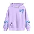 thumbnail image 5 of Girls Purple Hoodie 3-14 Years, Cute Bow Kids Sweatshirt, Soft Stretch Pullover Hoodie with Pocket,Size 3-4 T, 5 of 7