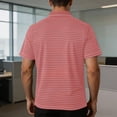 thumbnail image 3 of TKKCS Mens Horizontal Striped Polo Shirt- Breathable Classic Fit Casual Moisture Wicking Short Sleeve Collared Knit Golf Shirts Red Size 3XL, 3 of 7