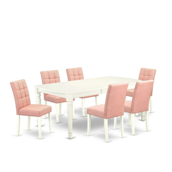 East West Furniture 7 Piece Dinette Table Set consists A Dinner Table
