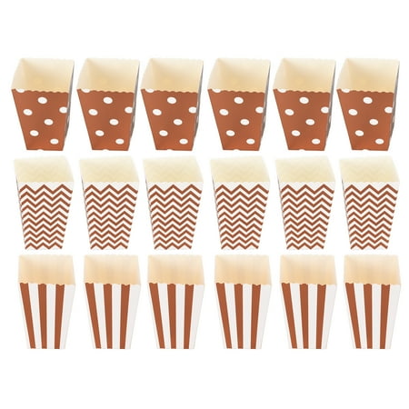 

18pcs Popcorn Boxes Stripe Dots Wavy Pattern Safe Non‑Toxic Paper Container for PartyRose Gold