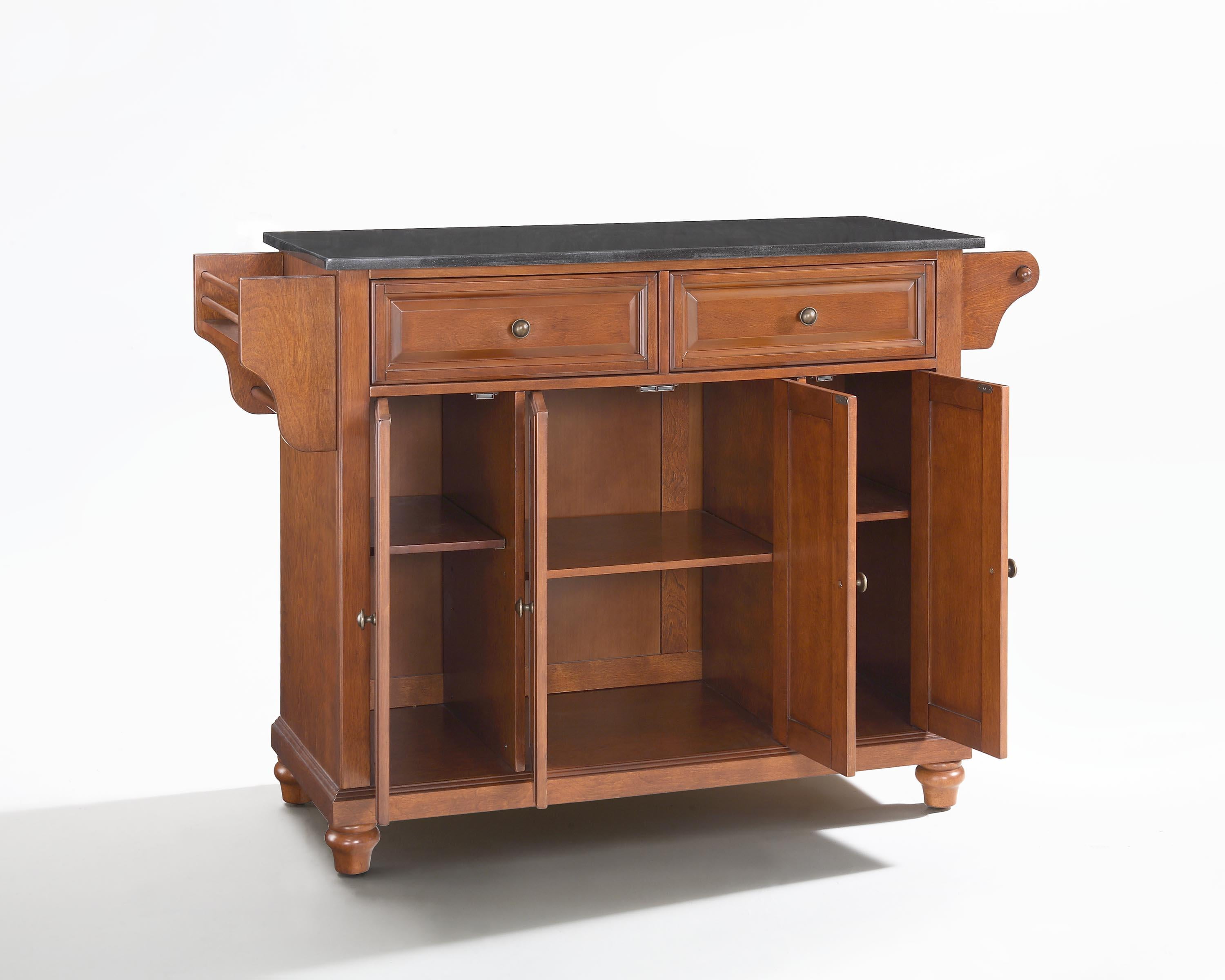 Crosley Furniture Cambridge Wood Kitchen Island in Cherry/Black