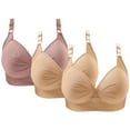 thumbnail image 2 of Hxshgdsn 3PC Back Closure Bras Casual Push Up Shaping Cup Shoulder Strap Embroidered Underwire Bras Plus Size Extra-Elastic Wirefree Womens Bras,Pink 2,40C, 2 of 3