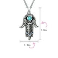 thumbnail image 4 of Bling Jewelry Womens Large Yoga Blue CZ Evil Eye Hamsa Hand Pendant Necklace in Sterling Silver, 4 of 6