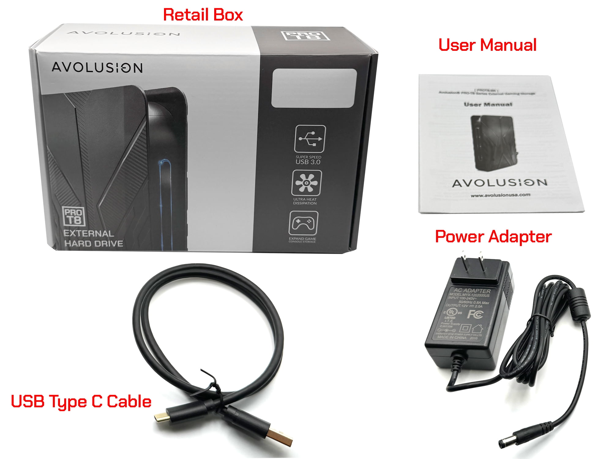 Avolusion PRO-T8 Series 3TB USB 3.0 External Gaming Hard Drive for PS5 Game Console (Black) - 2 Year Warranty