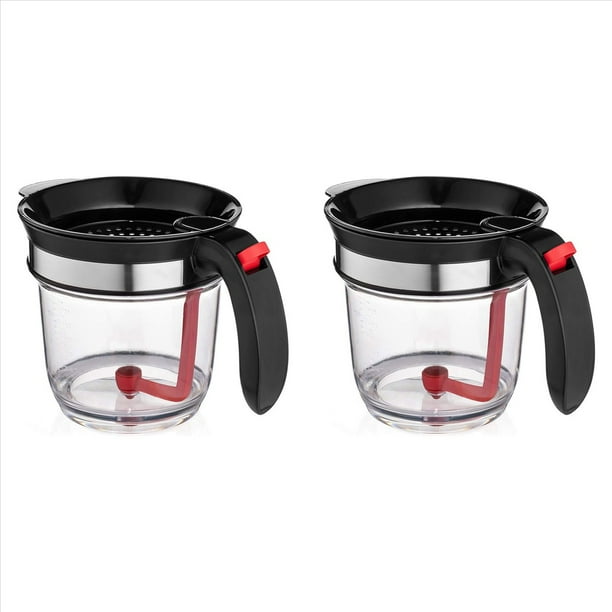 2X Separador de Aceite de 1000 Ml, Medidora y Colador con LiberacióN Inferior para Salsas LíQuidos con Grasa de Aceite
