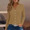 thumbnail image 6 of Breezora Women's Trendy V Neck Printed Blouse with Button Down Front and Comfort Fit for 2025 Fashion Collection M Size Coffee, 6 of 6