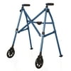 Stander Space Saver Walker, Lightweight Folding Walker for Seniors, Adult Walker with Wheels, Two Wheeled Rolling Walker with Rear Ski Glides, Cobalt Blue