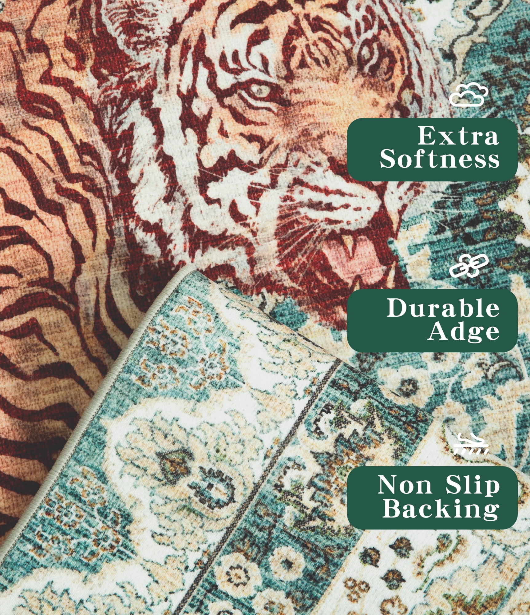 ChakmeOne Area Rugs 9x12 Ft Rugs for Living Room，Animal Print, Machine Washable, Non-Slip Stain Resistant Soft Carpet for Bedroom, Dining Room, Farmhouse, Nursery, Hallway Home Decor
