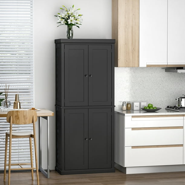 HOMCOM Freestanding 4 Door Kitchen Pantry Storage Cabinet with Shelves
