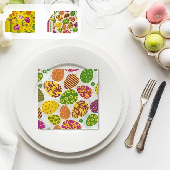 Aoznliie Easter Napkins, 20 Pcs Bunny and Easter Egg Animals Print Paper Napkins, 6.5 Inch Disposable Napkins for Easter Party Supplies Restaurant Decor