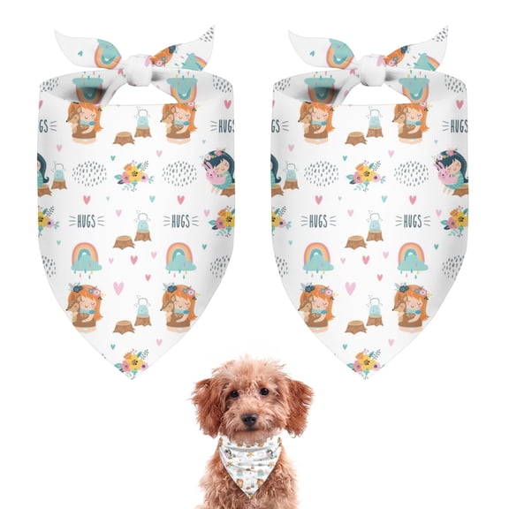 Dog Bandana 2 Pack,Cute Fairy Princess Pattern Bandanas for Dogs,Cat Bandana,Small/ Large Dog Bandana 2 Size,Dog Bandanas