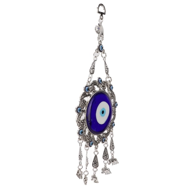 Adorno colgante de pared con ojo azul, colgante único, flores huecas, adorno de pared turco de la suerte para el hogar y la Oficina, elefante