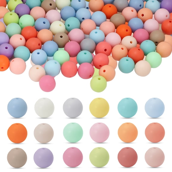 100 Pcs 14 mm Matte Acrylic Beads with Holes, Mixed Candy Color Round Craft Beads, Frosted Circle Beads for Bracelets Making Keychain Necklace Lanyard Jewelry DIY Supplies