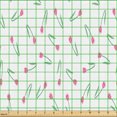 thumbnail image 2 of Ambesonne Tulips Fabric by the Yard Upholstery, Minimalist Spring Flowers, 2 Yards, White Pink Laurel Green, 2 of 5
