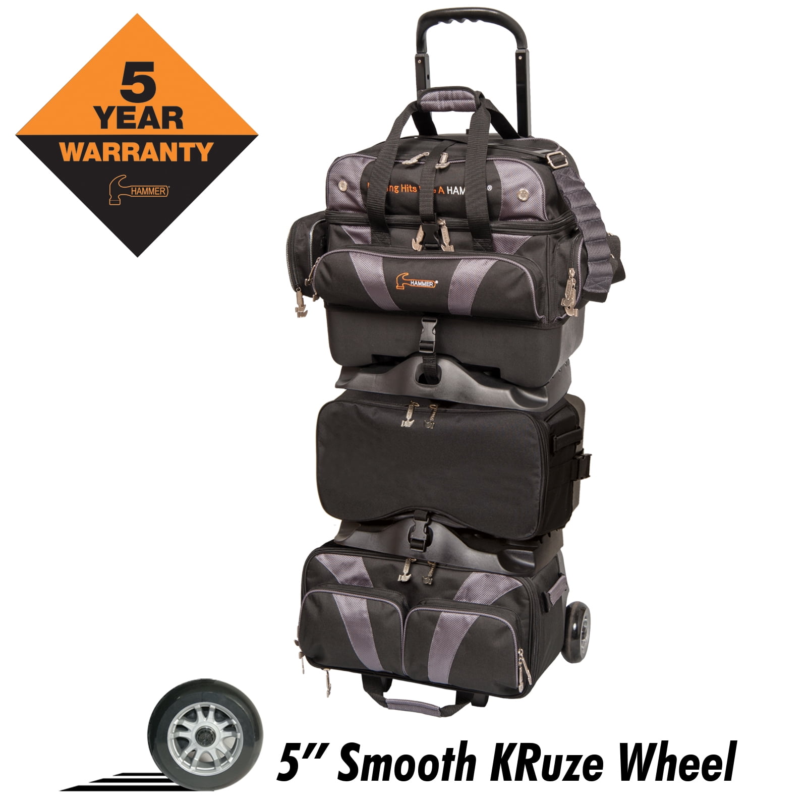 Hammer Premium 6Ball Stackable Roller Bowling Bag Black/Carbon