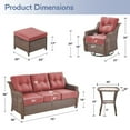 thumbnail image 2 of Gymojoy Brown 6 Pieces Wicker Patio Furniture Set Outdoor Conversation Set, All Weather PE Rattan Sectional Sofa Couch with Ottoman and 6 inch Cushions, 2 of 13