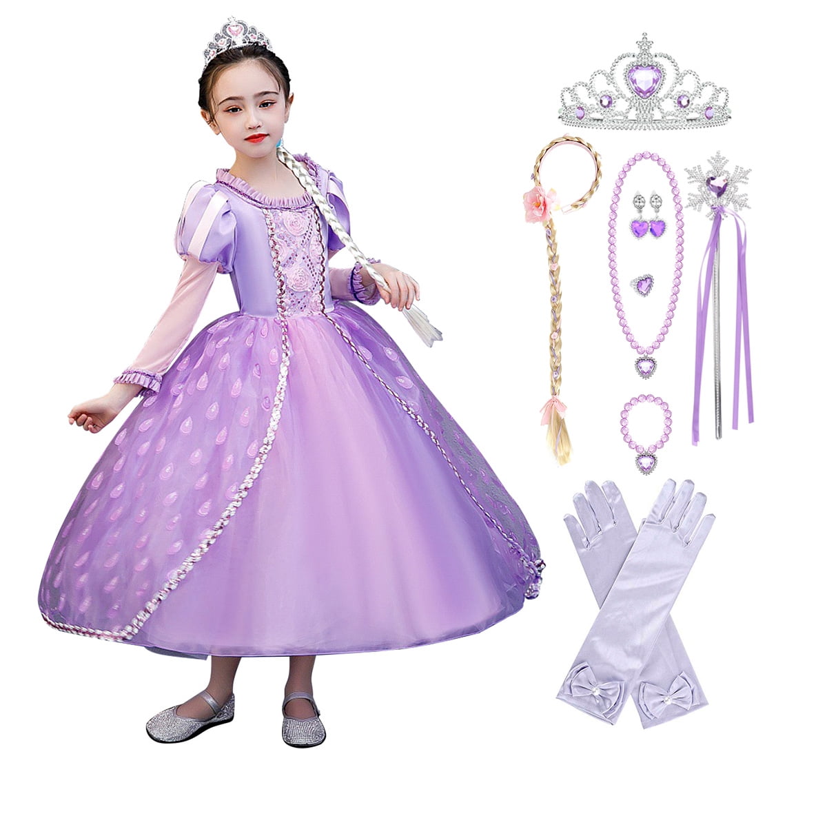 Rapunzel Sofia Princess Costume Girls Tutu Dress Kid Fairytale Book Week Cosplay
