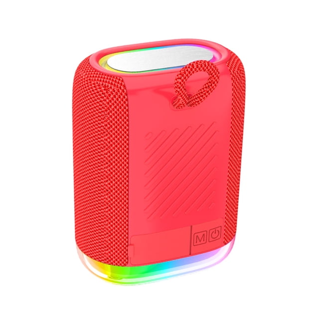 Parlante Portátil Bluetooth con Luces RGB, Bocina Pequeña Recargable para Viajes y Fiestas Rojo