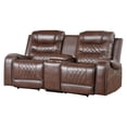 thumbnail image 5 of Paul 78 Inch Power Recliner Loveseat, Cupholder Console, Brown Faux Leather, 5 of 8