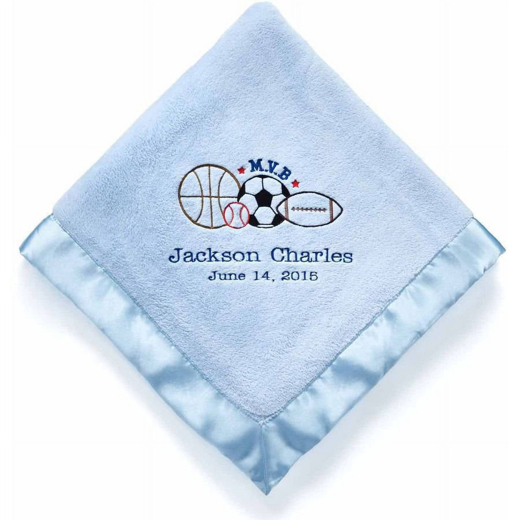 Personalized M.V.B Blue Baby Blanket