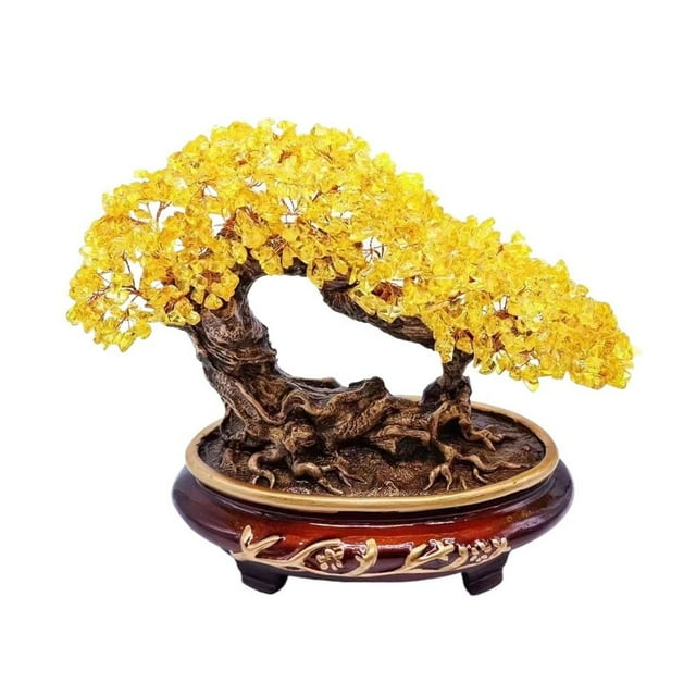 Bonsái de árbol de dinero de cristal for riqueza, fortuna y suerte, adorno for enfriador de vino en casa.