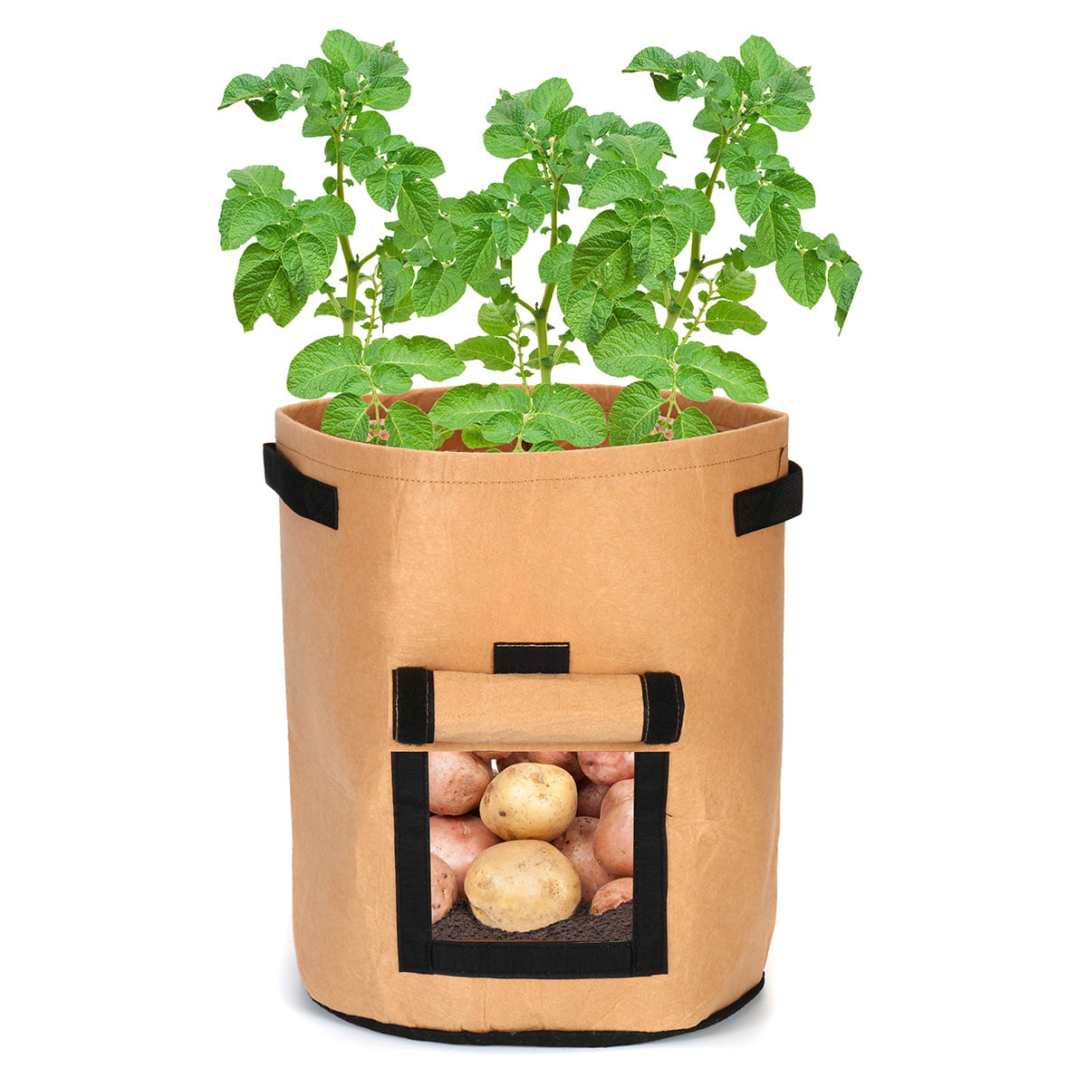 Portable 4/7/10 Gallon Potato Veg Bags Garden Vegetable Fabric Planters Pot 