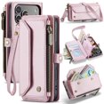 thumbnail image 1 of Bandolera para iPhone 17 Pro Funda Billetera【Bloqueo RFID】con Ranura para Billetes con Cremallera y 7 Tarjeteros, Correa Magnética de Cuero PU Suave para Hombro y Muñeca, 1 of 10