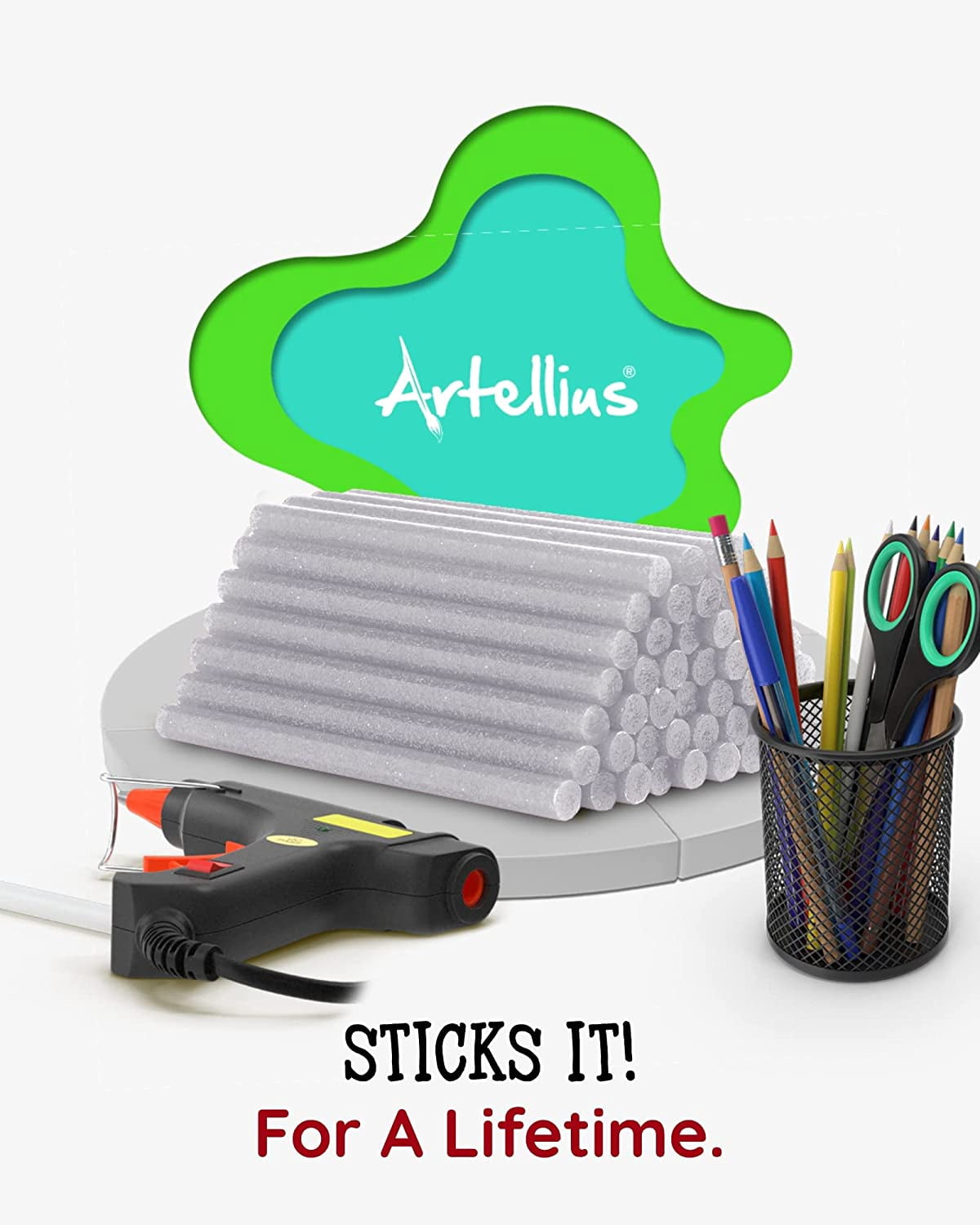 100 Pack Color Hot Glue Sticks. Glitter Silver Colored Glue Gun Sticks. Hot Melt Adhesive Mini Glue Sticks for DIY Art Craft Repair Bonding Bulk Gold Black Yellow Pink Red Purple