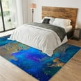 thumbnail image 3 of Blue and Gold Marble Texture Area Rugs, Modern Dreamy Starry Sky Carpet for Bedroom, Washable Flannel Low-Pile Noise Reduction Rugs for Living Room Dining Room Office Study 5x6ft, 3 of 7