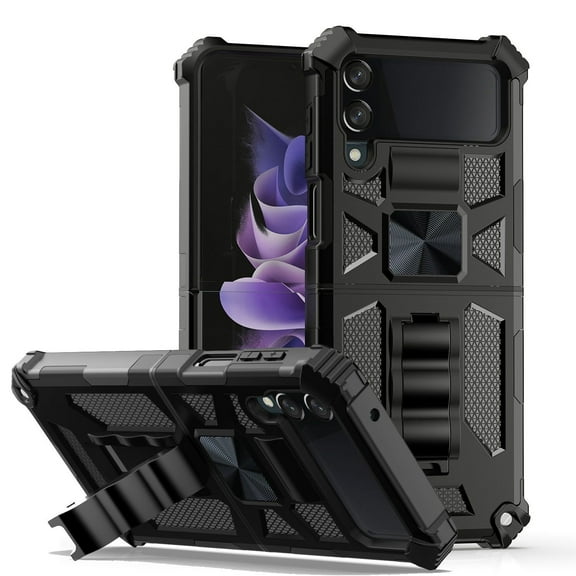 Military Grade Tough Ultra Rugged Hybrid Case for Samsung Galaxy Z Flip 4 - Black