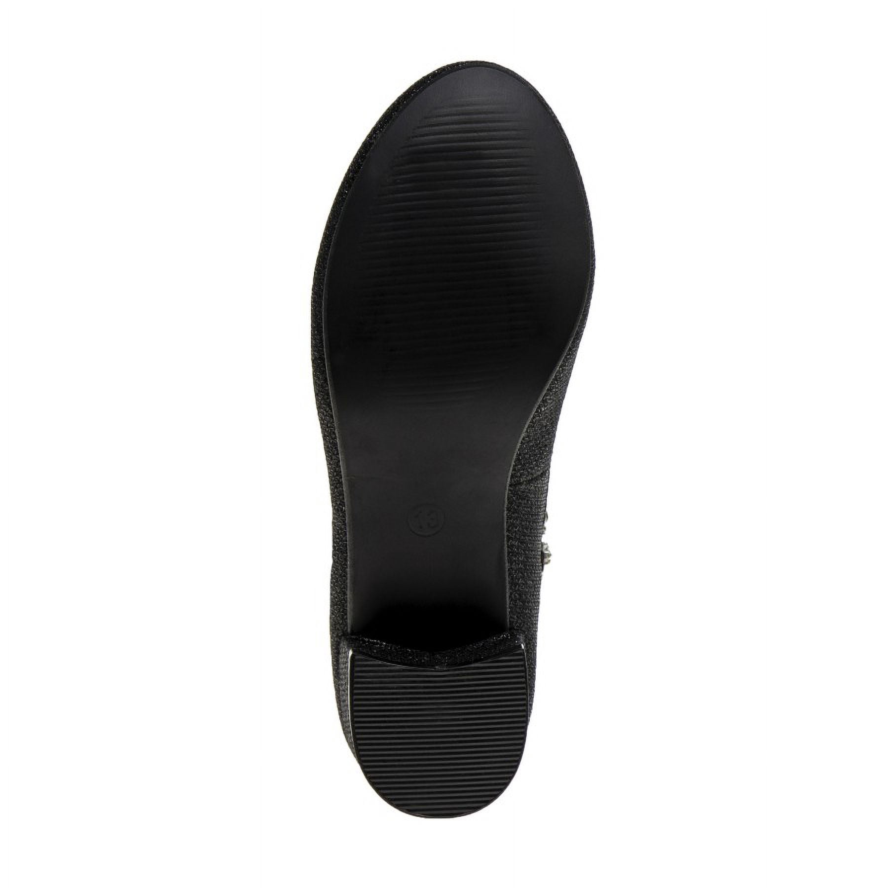 Badgley Mischka Little Kids Girls Block Heel Dress Shoes,  Black Glitter, 3