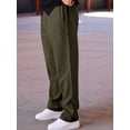thumbnail image 6 of Men's Drawstring Waist Seamed Straight Leg Casual Pants Green M, 6 of 10